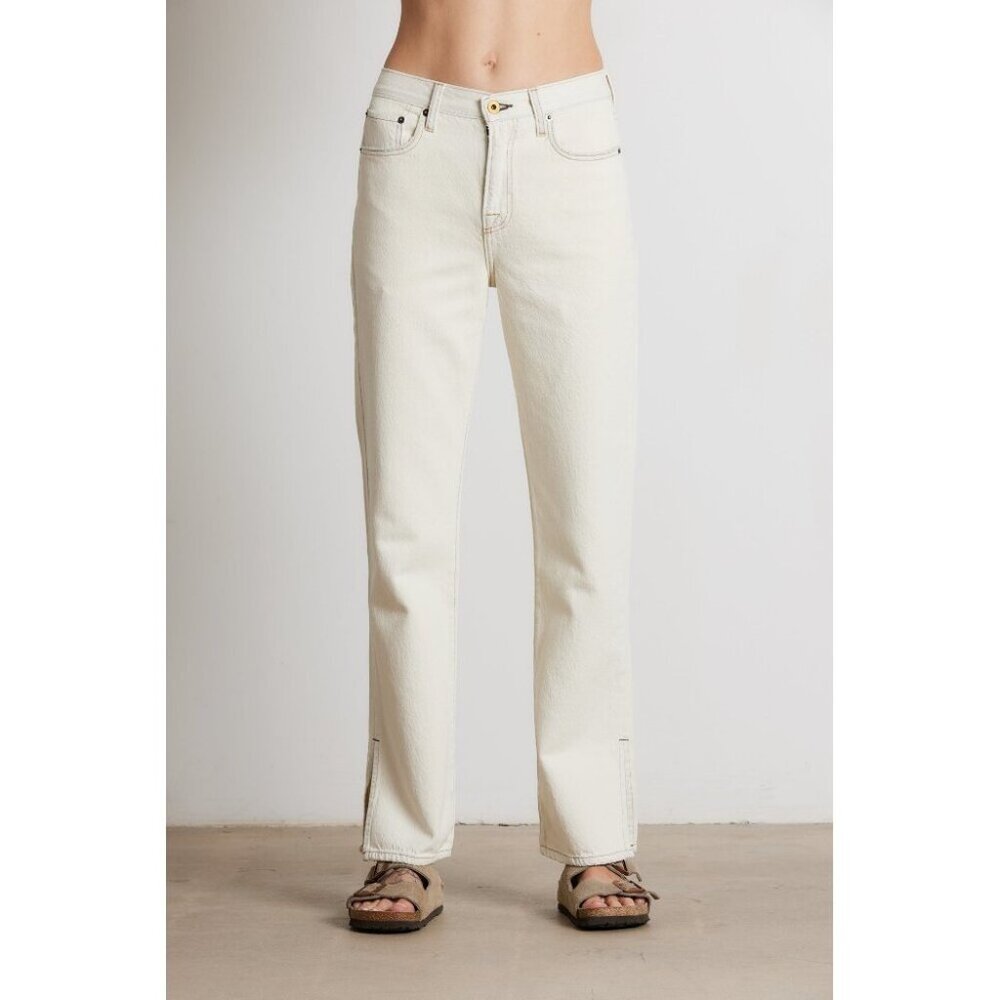 NWT NSF Clarke chalk off white high waist side slit jeans